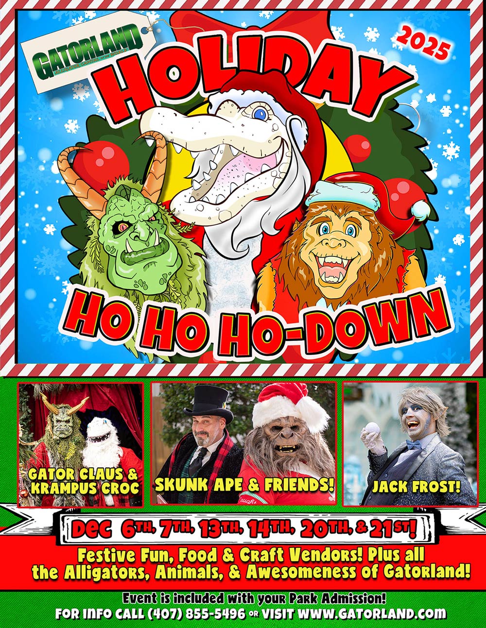 Gatorland's Holiday Ho Ho Ho-Down event poster 2025